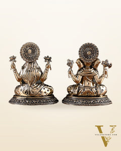 Brass Ganesha Lakshmi Idol Pair – 3.5 Inch