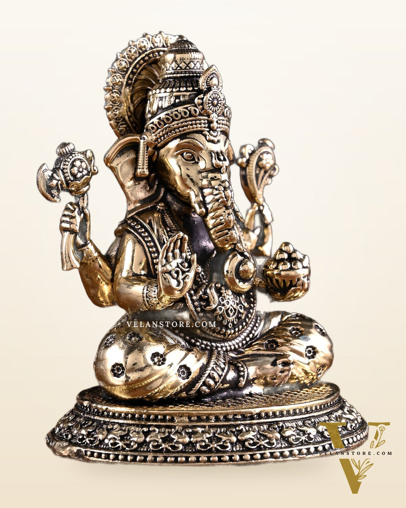 Brass Ganesha Lakshmi Idol Pair – 3.5 Inch