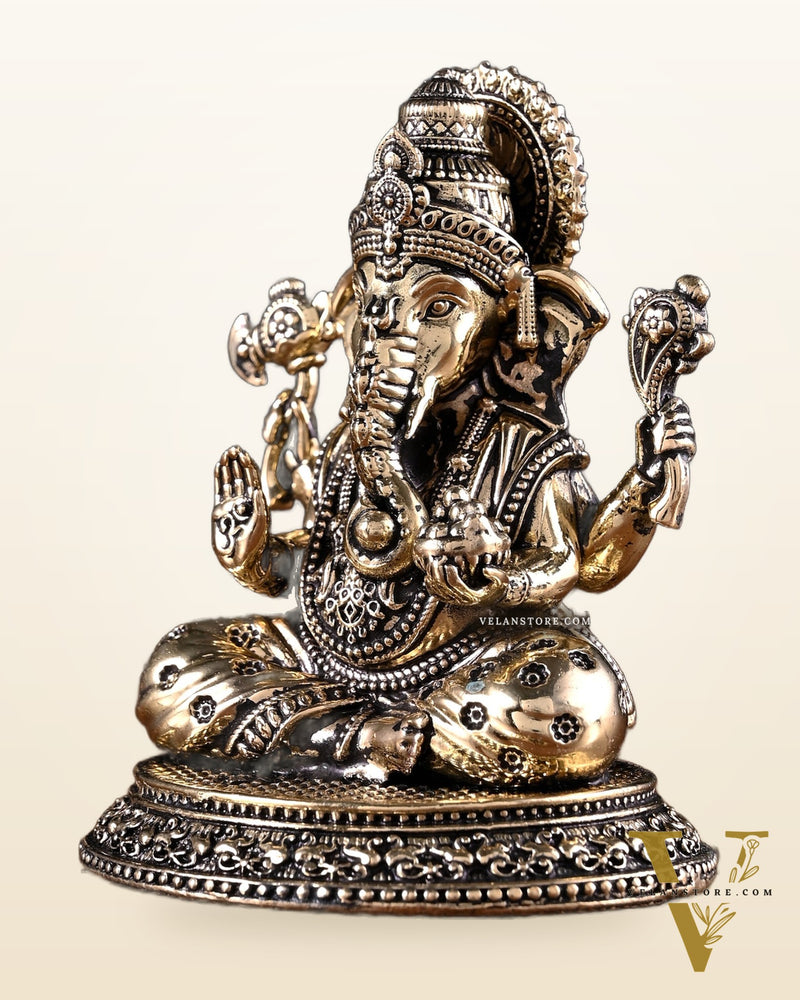 Brass Ganesha Lakshmi Idol Pair – 3.5 Inch