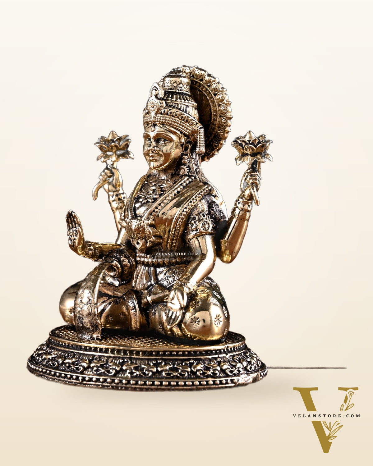 Brass Ganesha Lakshmi Idol Pair – 3.5 Inch