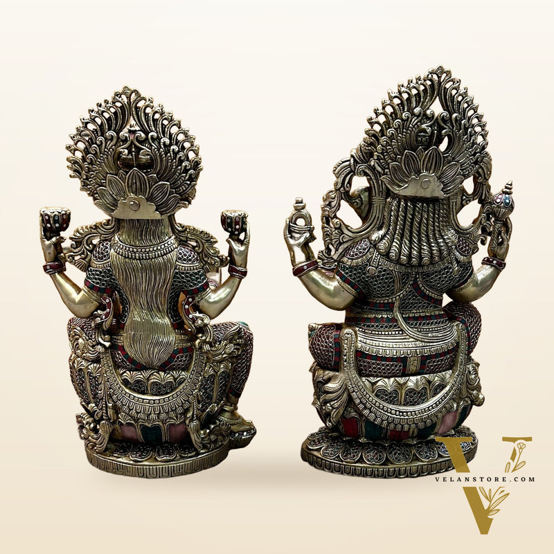 Brass Ganesha Lakshmi Large idols 26"