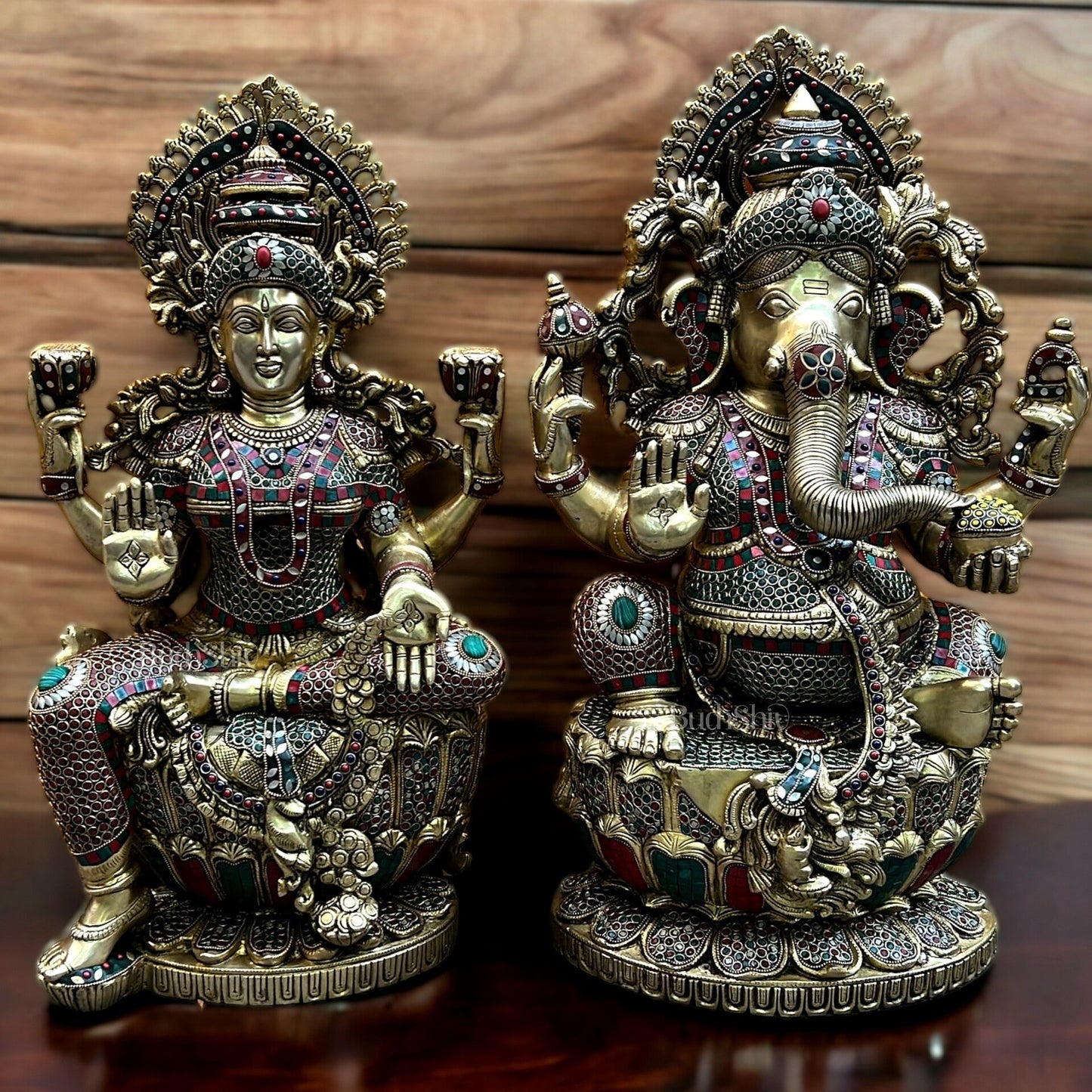 Brass Ganesha Lakshmi Large idols 26"