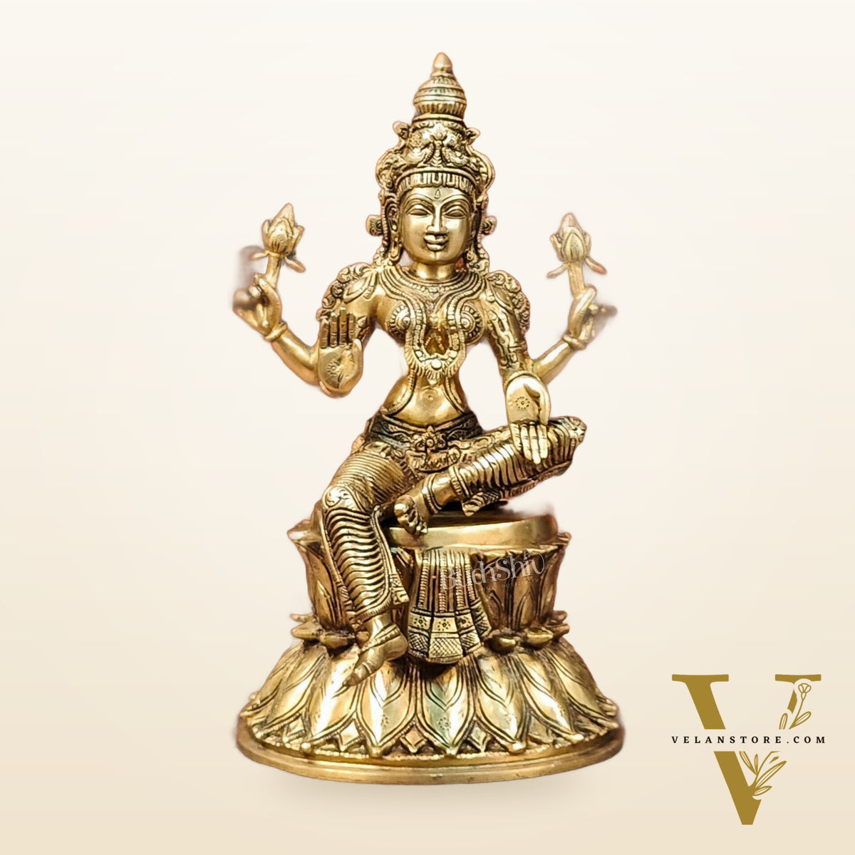 Brass Ganesha Lakshmi Saraswati Idols 15" large