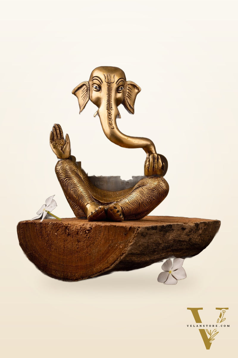 brass Ganesha modern Abstract Antique Gold Finish| Medium 8.5 inches Tall| 2.6 kgs