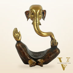 brass Ganesha modern Abstract Antique Gold Finish| Medium 8.5 inches Tall| 2.6 kgs