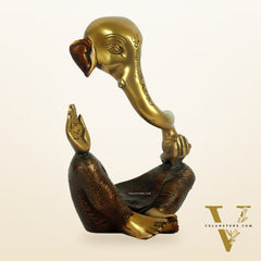 brass Ganesha modern Abstract Antique Gold Finish| Medium 8.5 inches Tall| 2.6 kgs