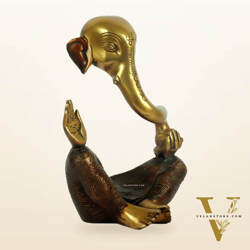brass Ganesha modern Abstract Antique Gold Finish| Medium 8.5 inches Tall| 2.6 kgs