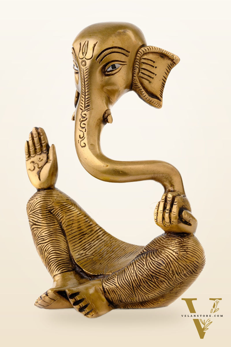 brass Ganesha modern Abstract Antique Gold Finish| Medium 8.5 inches Tall| 2.6 kgs