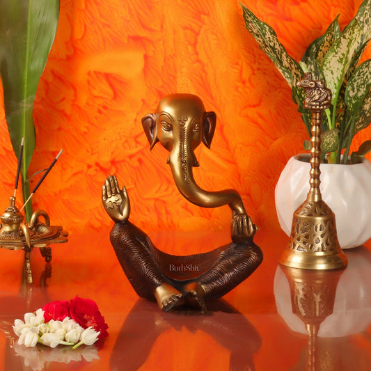 brass Ganesha modern Abstract Antique Gold Finish| Medium 8.5 inches Tall| 2.6 kgs