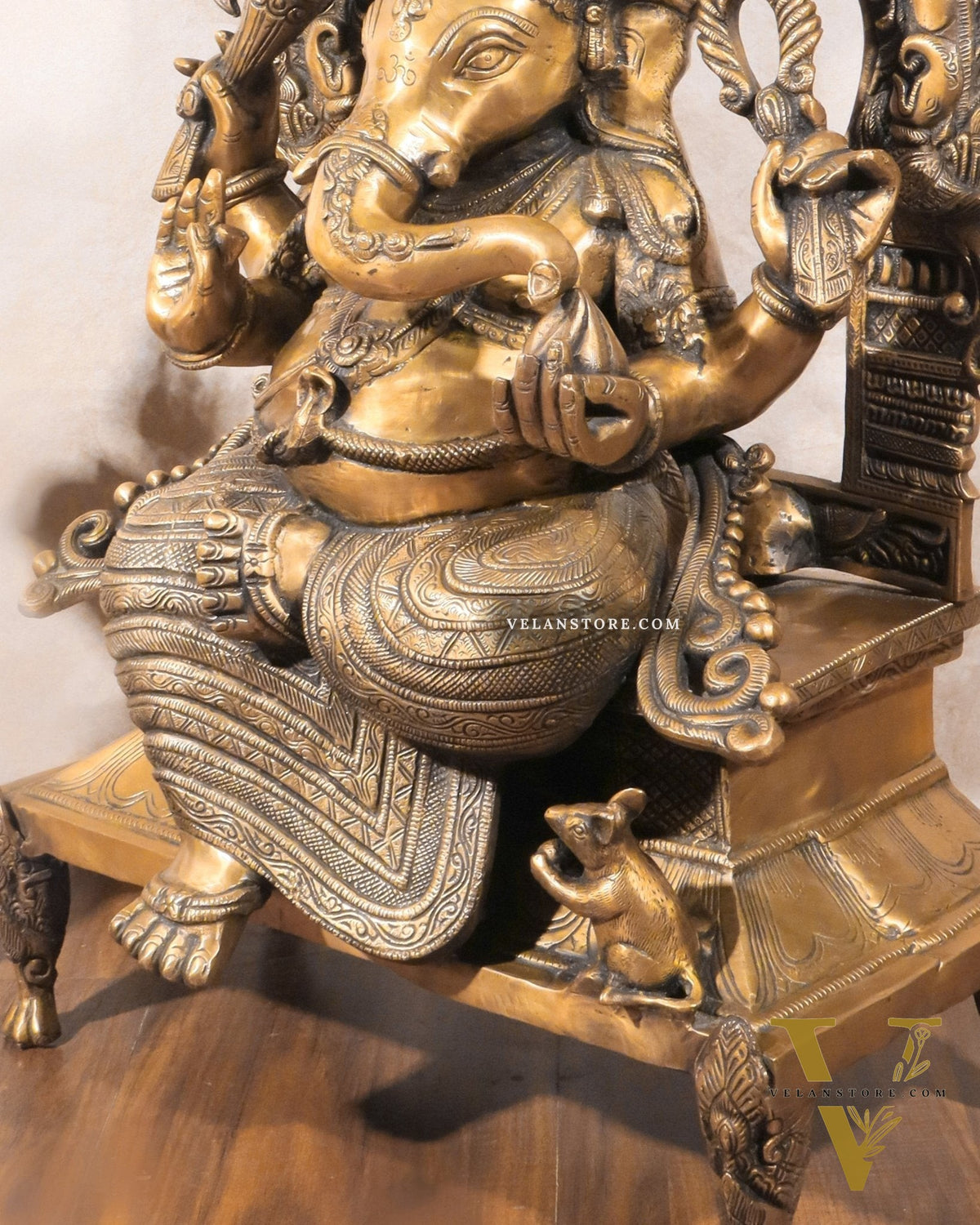 Brass Ganesha on King Size Throne Large statue - 28"