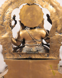 Brass Ganesha on King Size Throne Large statue - 28"