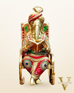 Brass Ganesha on Rocking Chair 17"