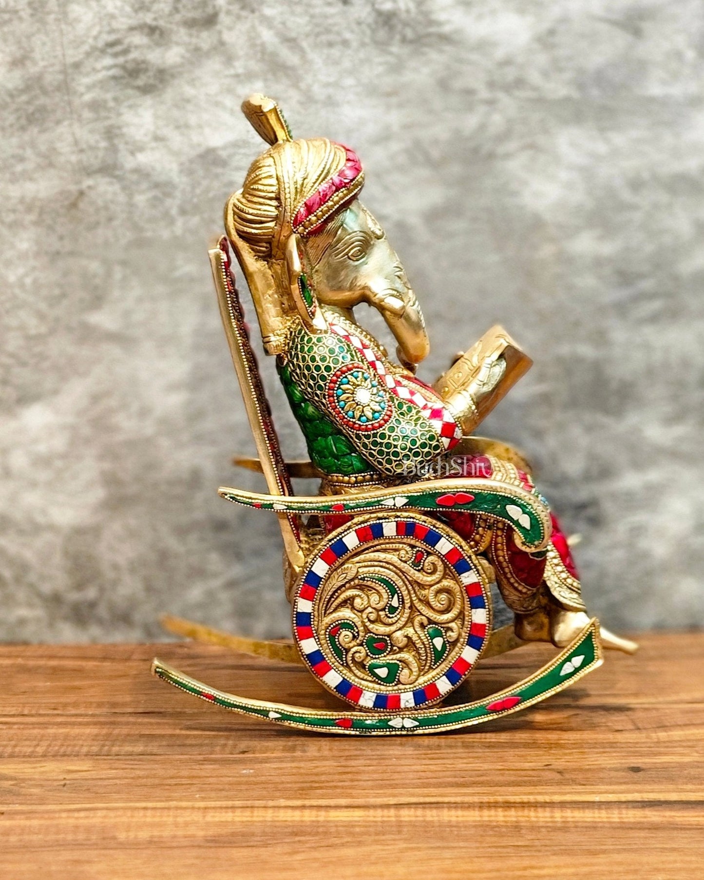 Brass Ganesha on Rocking Chair 17"