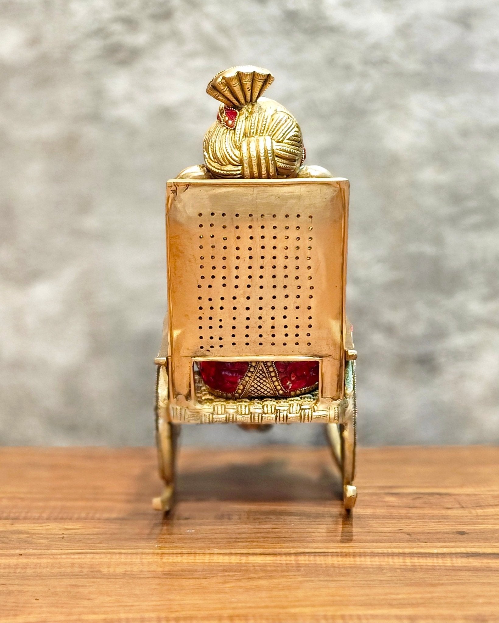 Brass Ganesha on Rocking Chair 17"