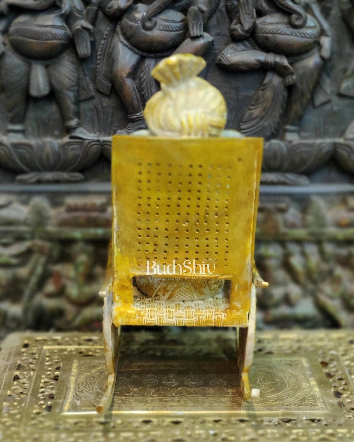 Brass Ganesha on Rocking Chair 17"