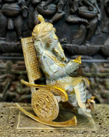 Brass Ganesha on Rocking Chair 17"