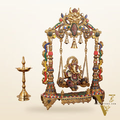 Brass Ganesha on swing large idol
