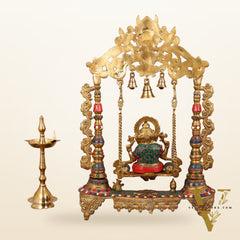 Brass Ganesha on swing large idol