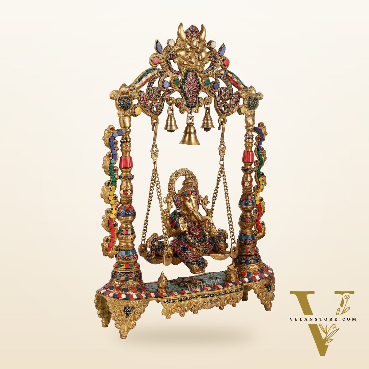 Brass Ganesha on swing large idol