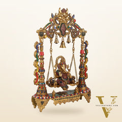 Brass Ganesha on swing large idol