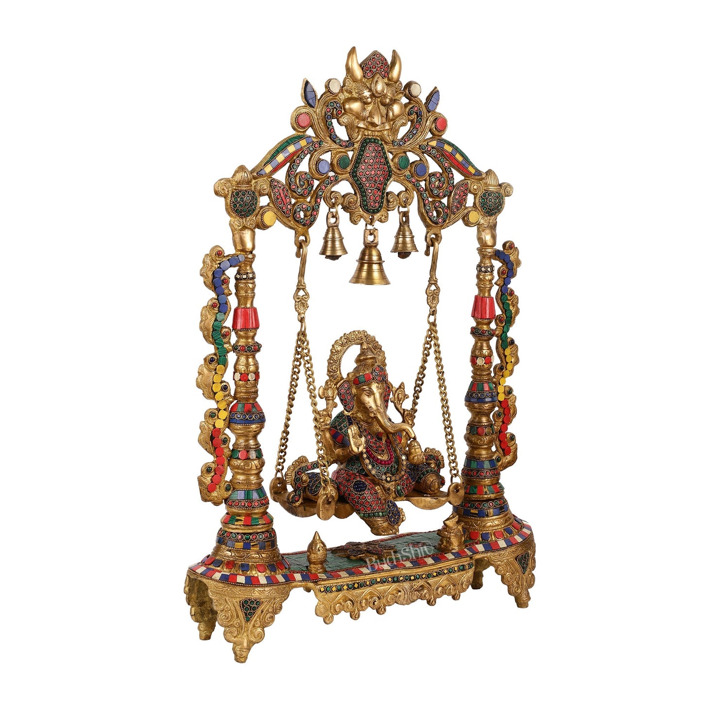 Brass Ganesha on swing large idol