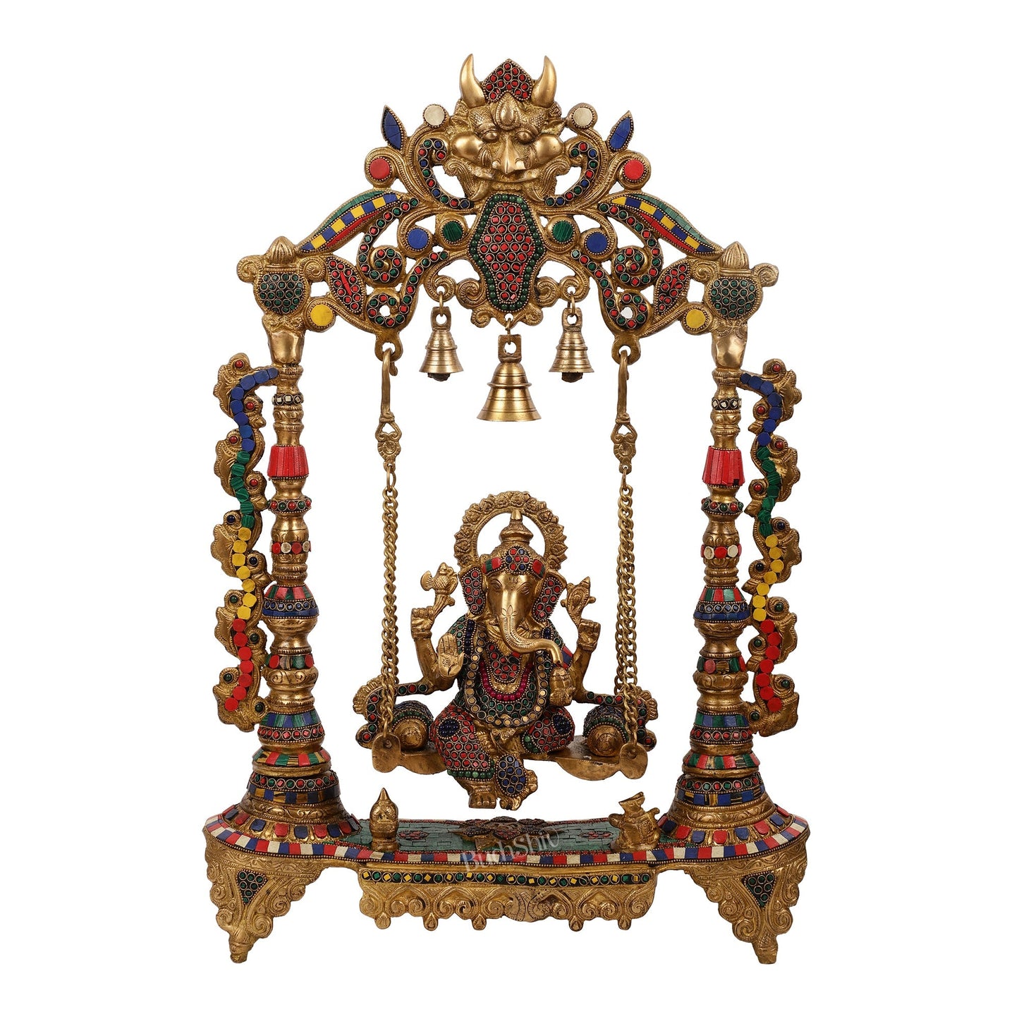 Brass Ganesha on swing large idol