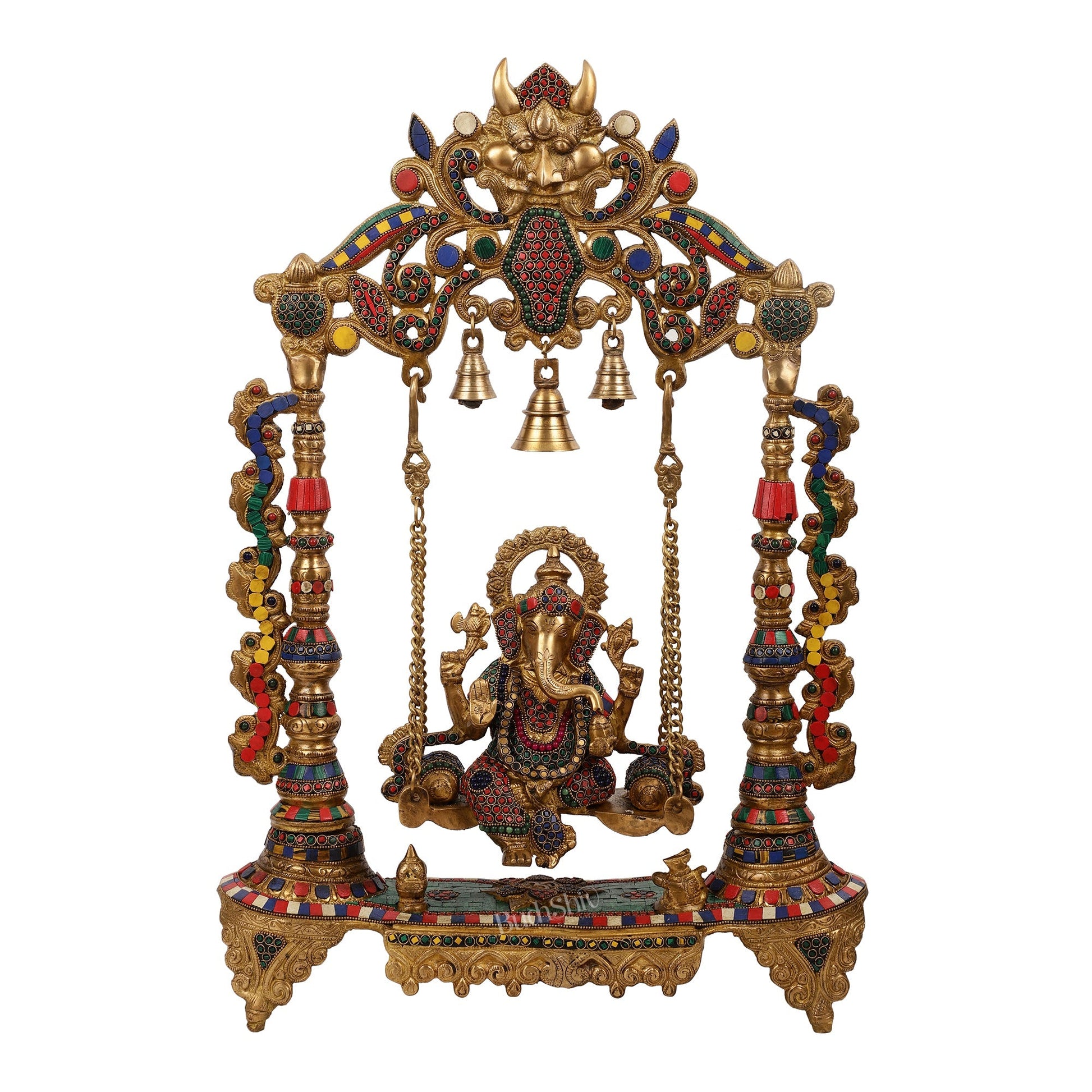 Brass Ganesha on swing large idol