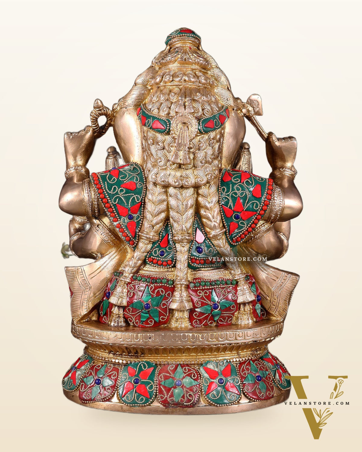 Brass Ganesha Riddhi Siddhi sculpture - 12 Inch