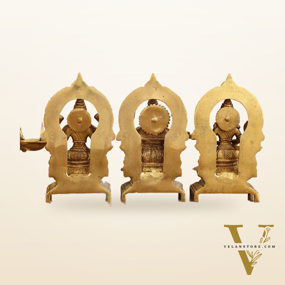 Brass Ganesha, Saraswati, Lakshmi 7.5"