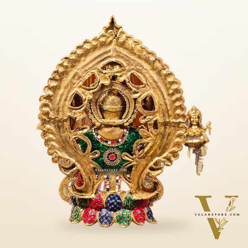 Brass Ganesha Seated on Lotus Throne with Prabhavali 26"