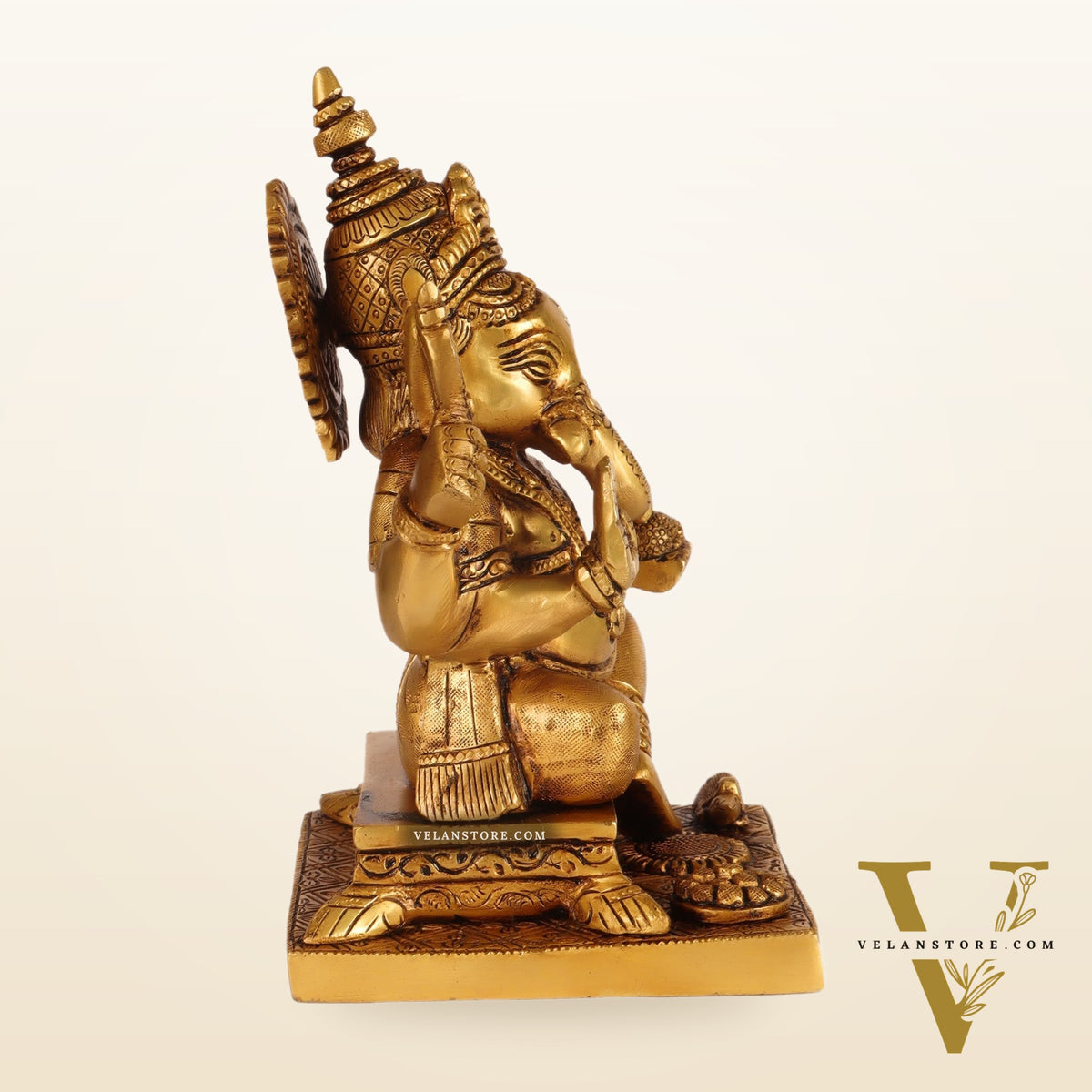 Brass Ganesha solid Brass statue 8 inch