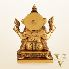 Brass Ganesha solid Brass statue 8 inch