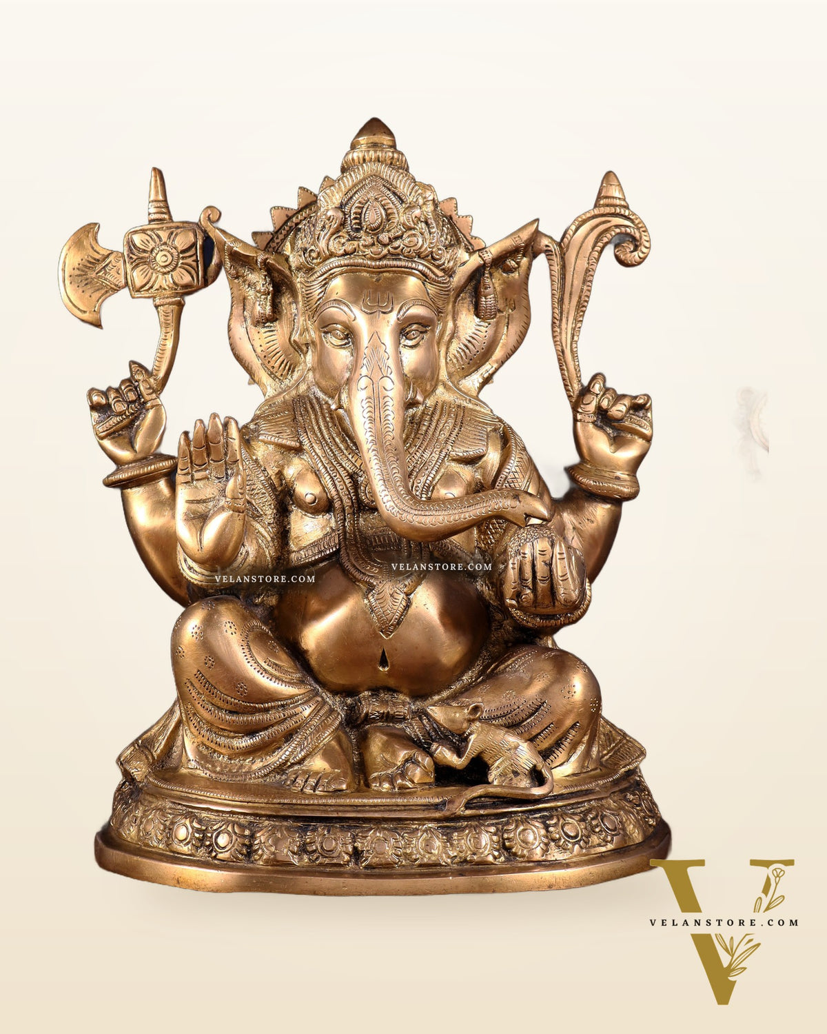 Brass Ganesha Statue - 12" matte finish