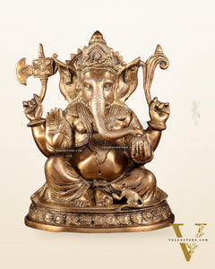 Brass Ganesha Statue - 12" matte finish