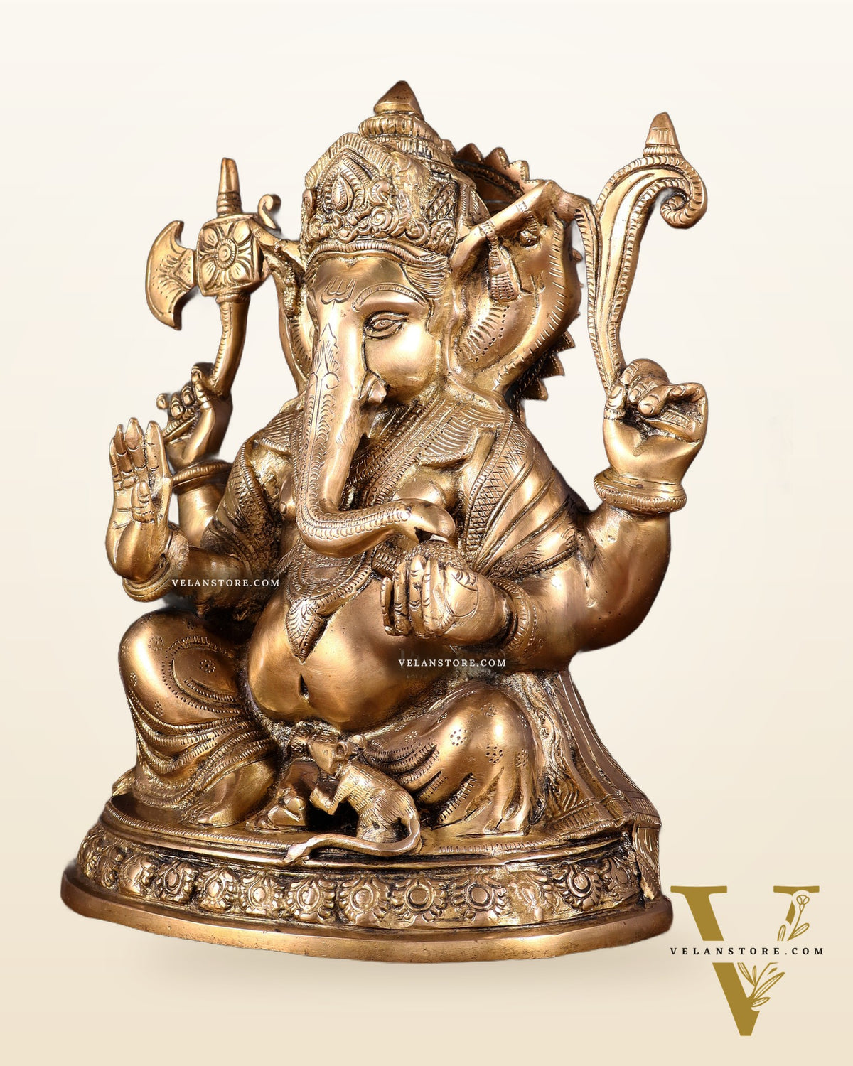 Brass Ganesha Statue - 12" matte finish