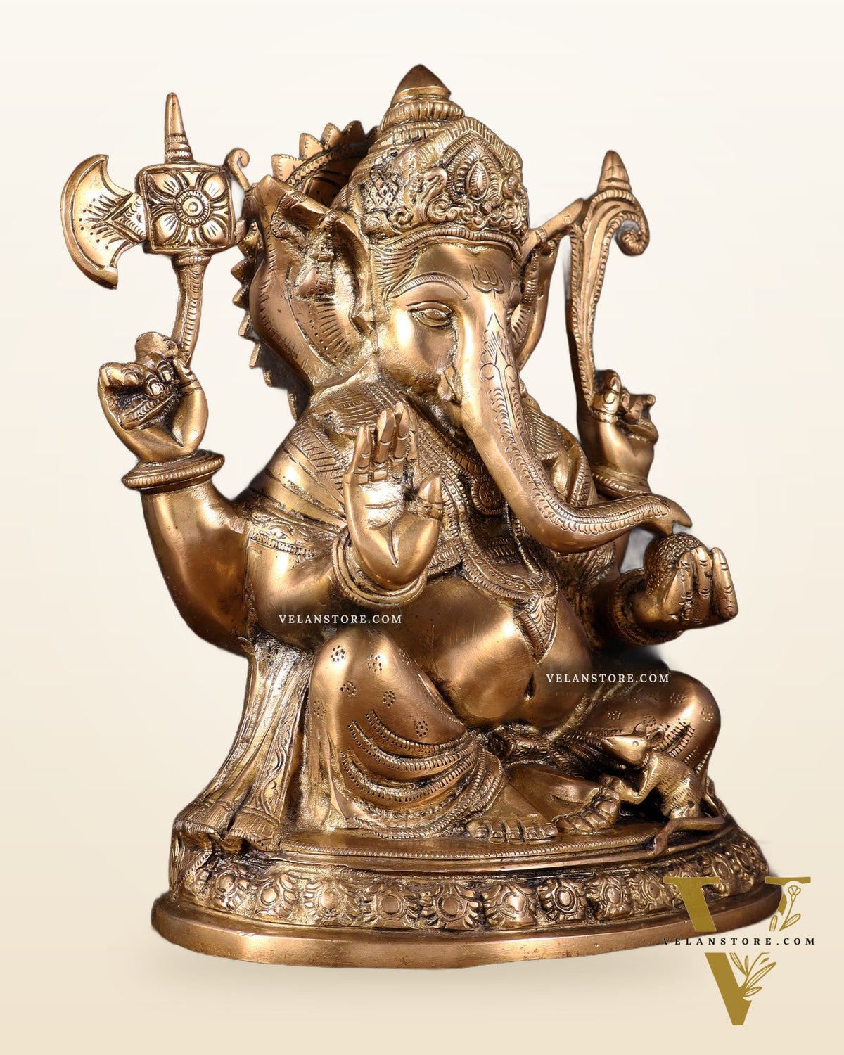 Brass Ganesha Statue - 12" matte finish