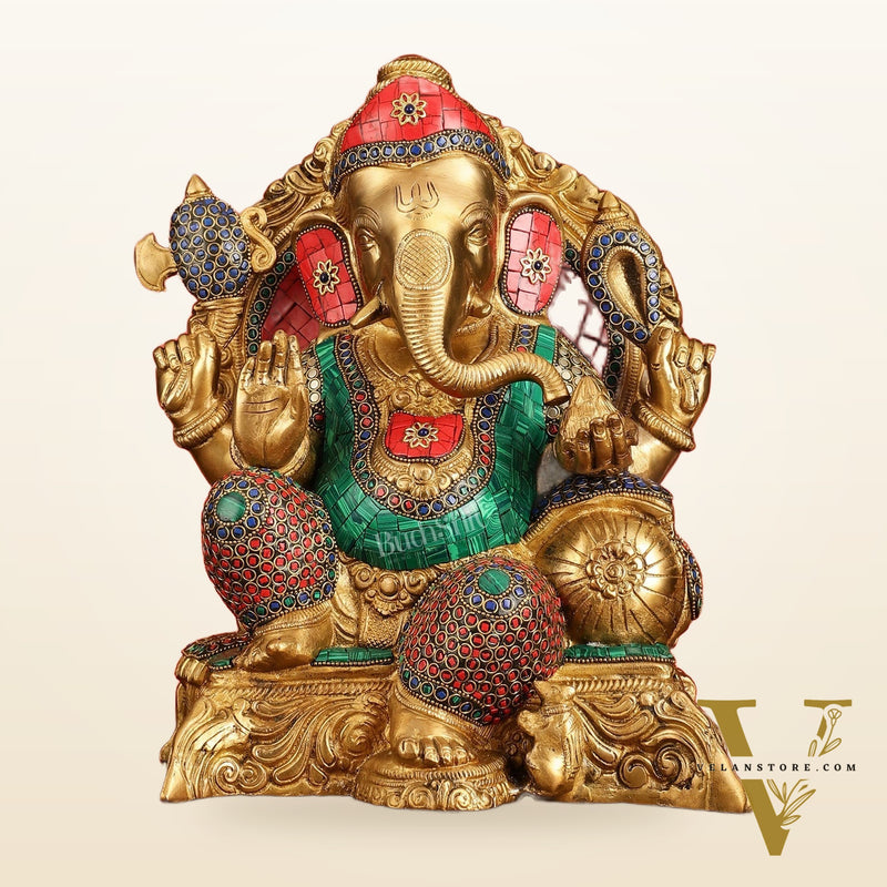 Brass Ganesha Statue - 13"