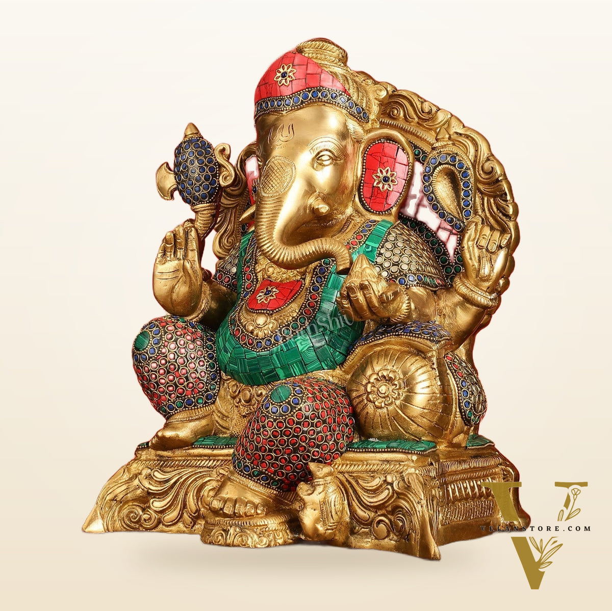 Brass Ganesha Statue - 13"