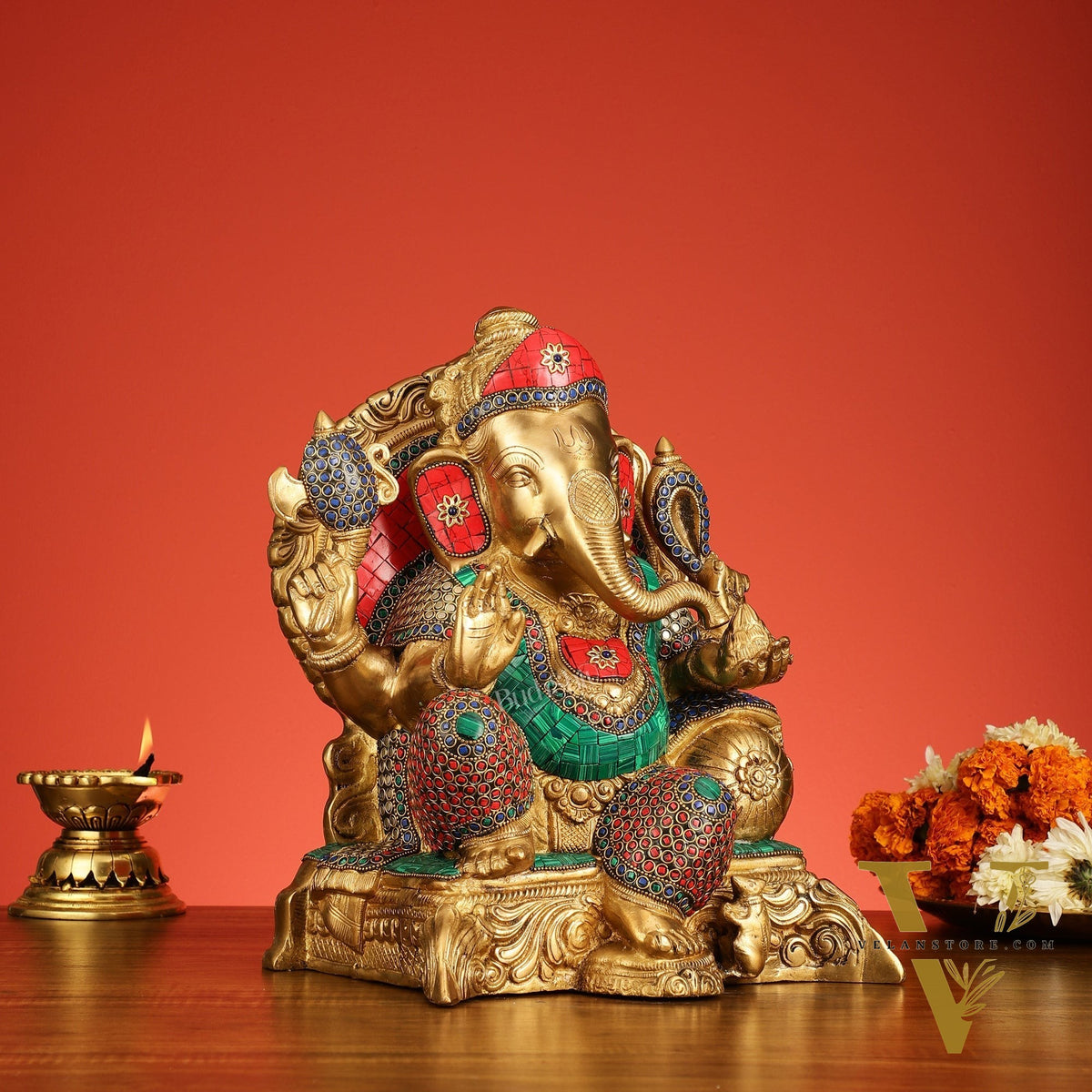 Brass Ganesha Statue - 13"