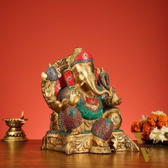 Brass Ganesha Statue - 13"
