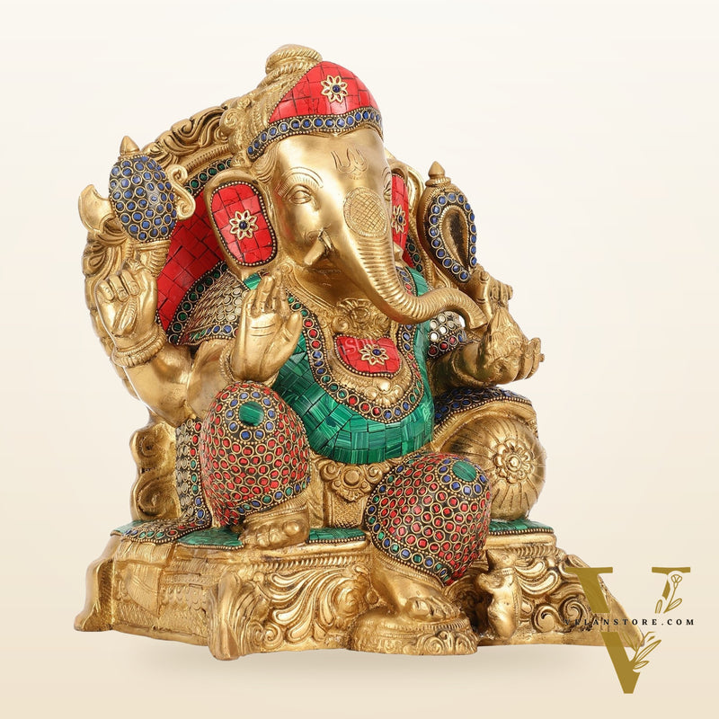 Brass Ganesha Statue - 13"