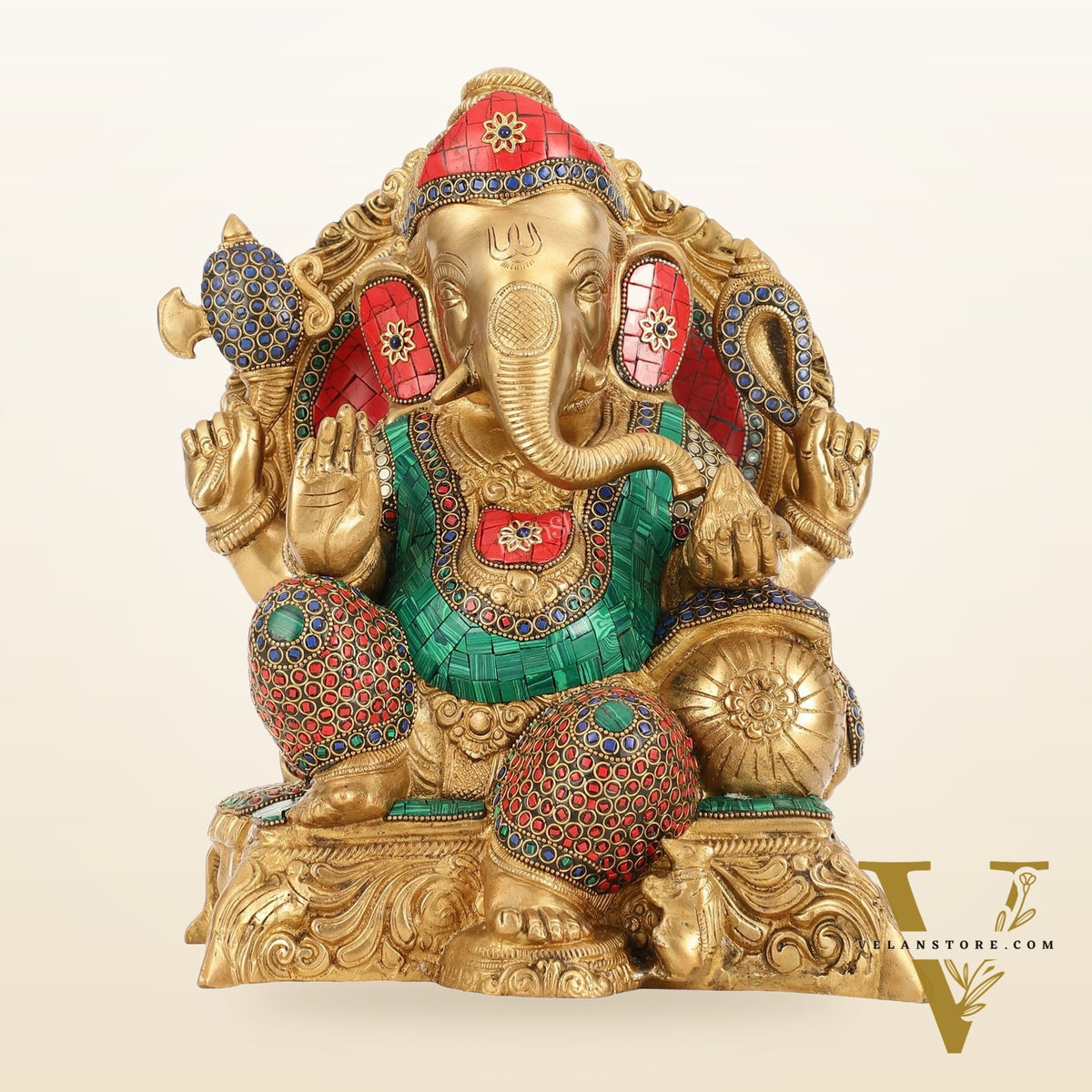 Brass Ganesha Statue - 13"