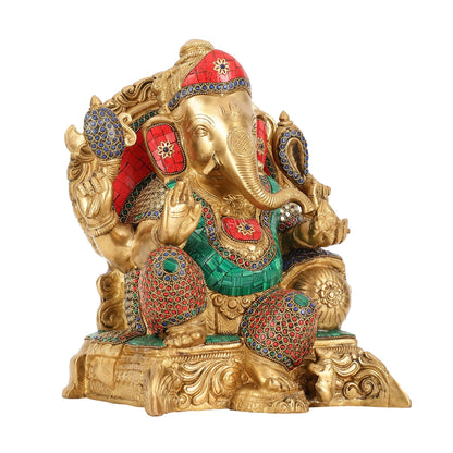 Brass Ganesha Statue - 13"