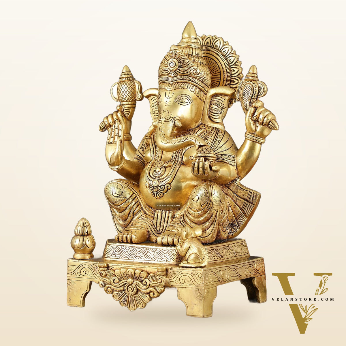Brass Ganesha Statue  – 16.5 Inch