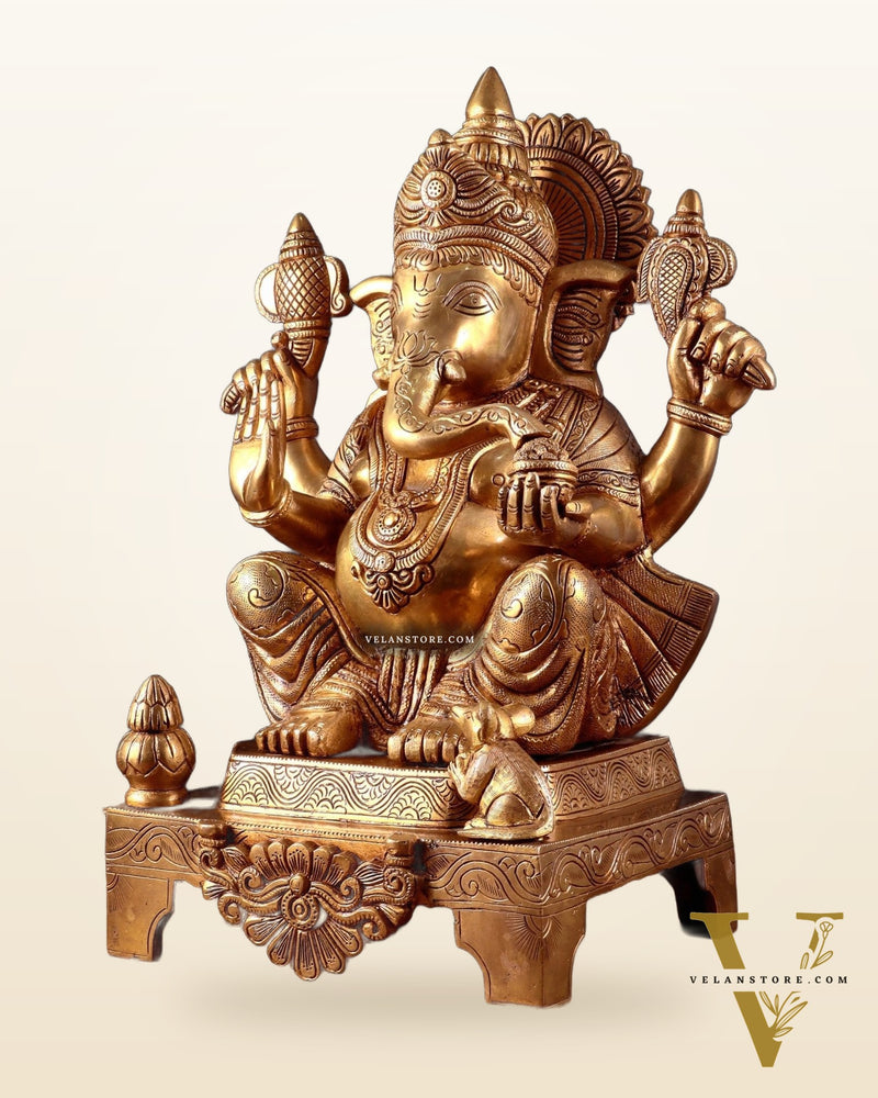 Brass Ganesha Statue  – 16.5 Inch