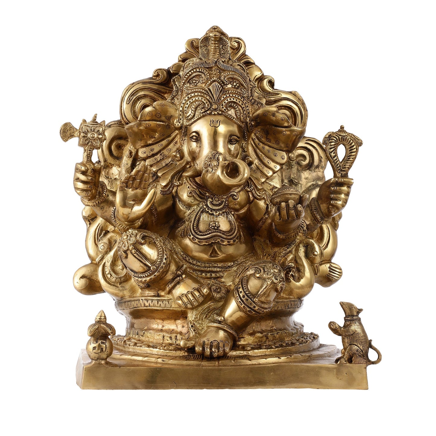 Brass Ganesha Statue straight trunk unique statue 16"