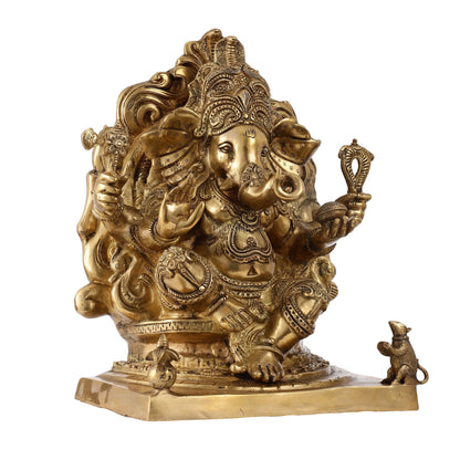 Brass Ganesha Statue straight trunk unique statue 16"