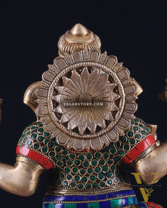 Brass Ganesha Statue - Divine Chola art 12" Right side trunk Multicolour