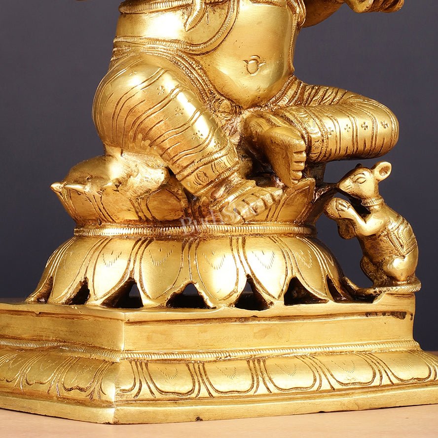 Brass Ganesha Statue - Divine Chola art 12" Right side trunk