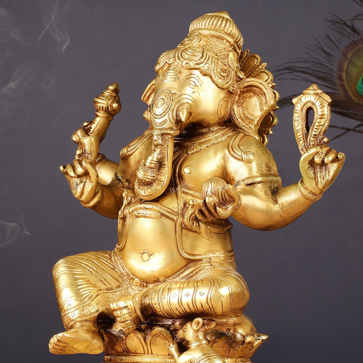 Brass Ganesha Statue - Divine Chola art 12" Right side trunk